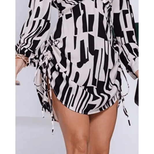 Casual Chic A-Line V-Neck Mini Dress with Slight Stretch for Events - Total Trendz