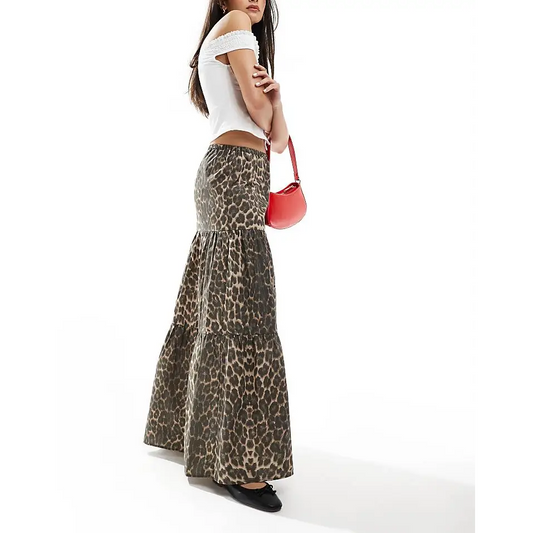 Animal Print Tiered Dress with Mid Rise and Elasticated Waist - Your Most Hyped