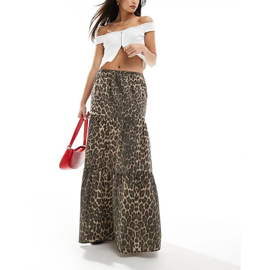 Animal Print Tiered Dress with Mid Rise and Elasticated Waist - Your Most Hyped