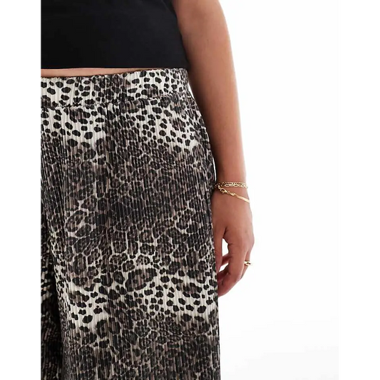 Animal Print Wide Leg Pants with Side Pockets for Stylish Comfort - Women