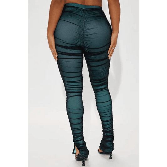 Aqua Ruched Mesh Legging for Stylish Comfort - Total Trendz