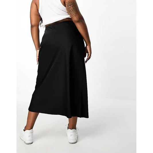 ASOS Design Curve Black Satin Bias Midi Skirt for Elegant Style - Women