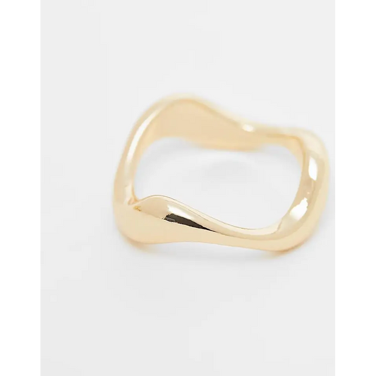 ASOS Design Curve Gold Tone Pack of 3 Mixed Minimal Rings - Women