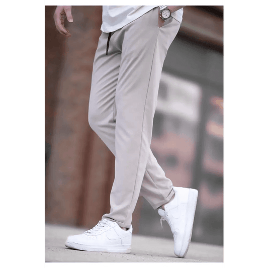 Beige Straight Leg Casual Dress Pants with Double Pockets - Total Trendz