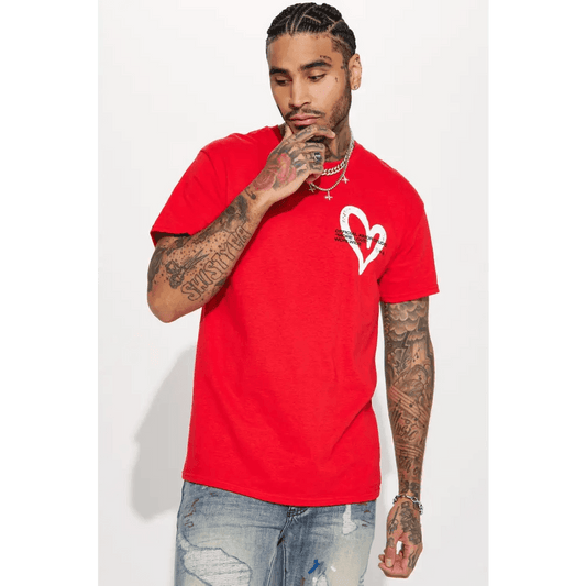 Big & Tall Men's Short Sleeve Crew Neck Print T-Shirt in Red - Total Trendz