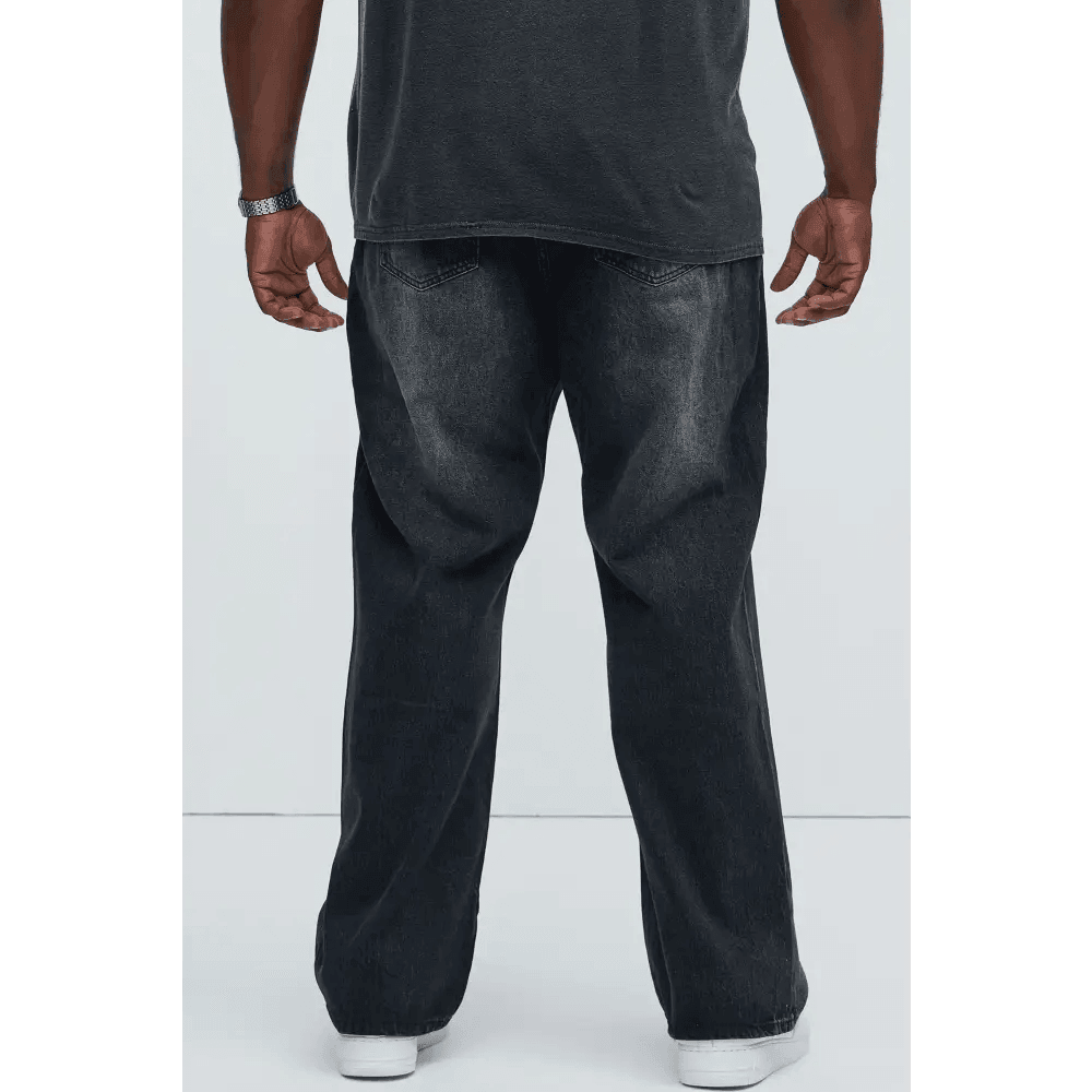 Black Distressed Straight Fit 5-Pocket Denim Pants for Men - Total Trendz