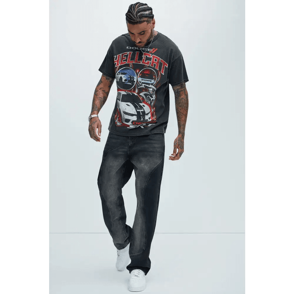 Black Distressed Straight Fit 5-Pocket Denim Pants for Men - Total Trendz