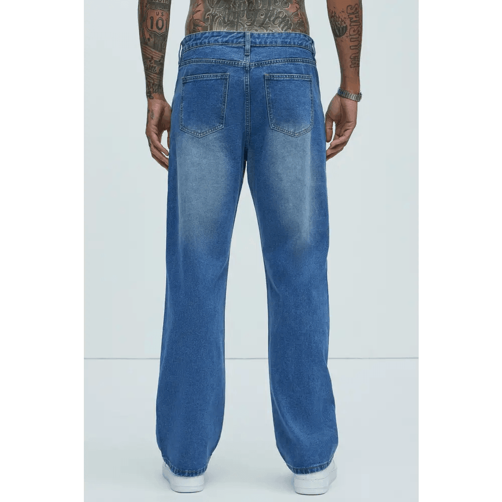 Black Distressed Straight Fit 5-Pocket Denim Pants for Men - Total Trendz