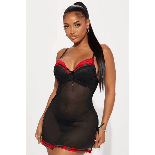 Black Mesh Babydoll Dress Available in Combo Styles - Total Trendz