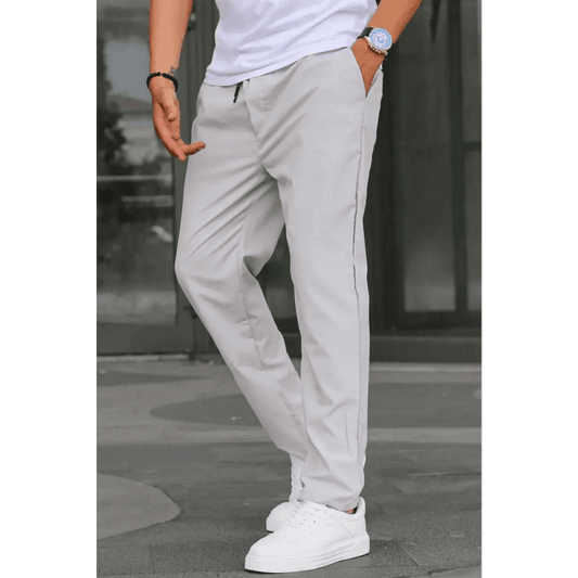 Black Straight Leg Pants in Woven Fabric for Casual Clothing - Total Trendz