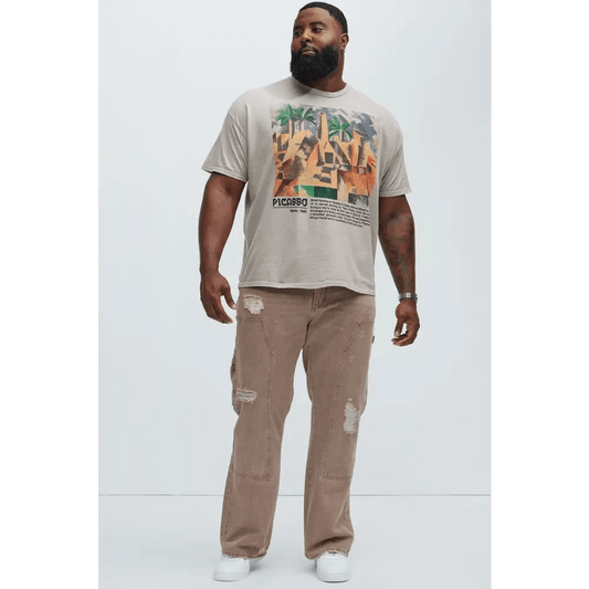 Brown Distressed Denim Carpenter Pants – Unique 100% Cotton Clothing - Total Trendz