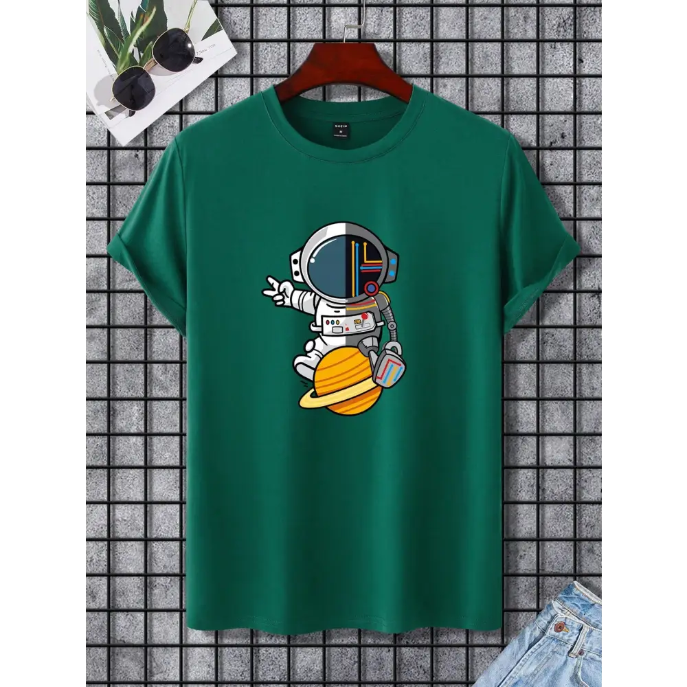 Casual Dark Green Cartoon T-Shirt with Regular Fit and Short Sleeves - Total Trendz