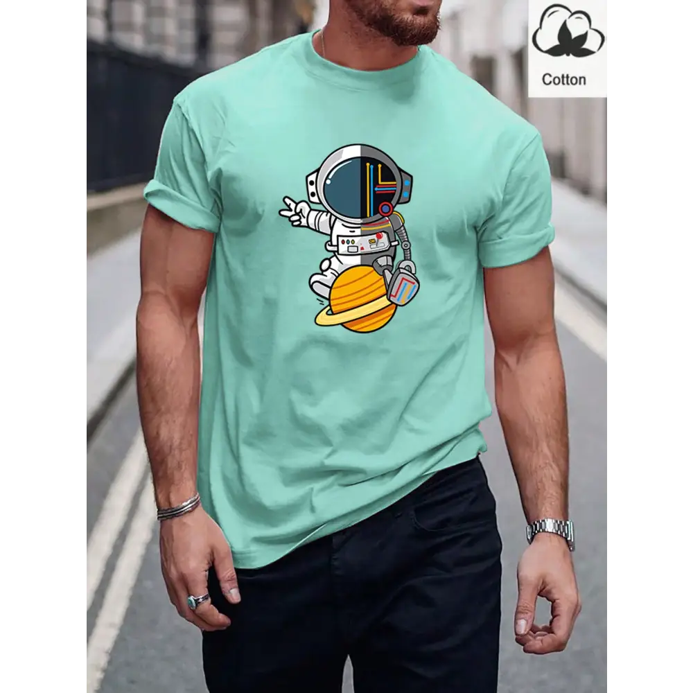 Casual Dark Green Cartoon T-Shirt with Regular Fit and Short Sleeves - Total Trendz