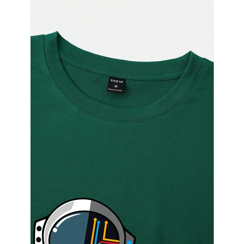 Casual Dark Green Cartoon T-Shirt with Regular Fit and Short Sleeves - Total Trendz