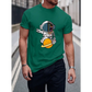 Casual Dark Green Cartoon T-Shirt with Regular Fit and Short Sleeves - Total Trendz