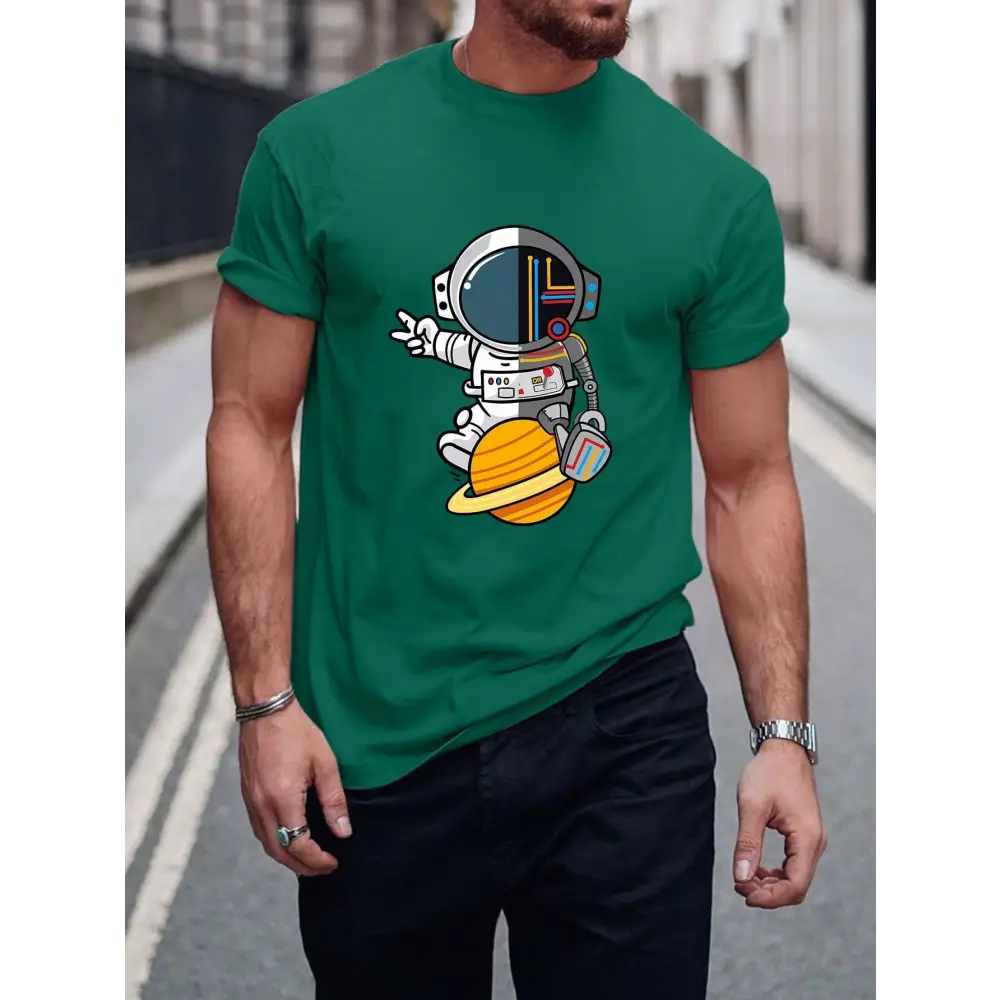 Casual Dark Green Cartoon T-Shirt with Regular Fit and Short Sleeves - Total Trendz