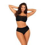 Elegant Two-Piece Swimsuit with Underwired Bardot Bra and Mesh Detail - Total Trendz