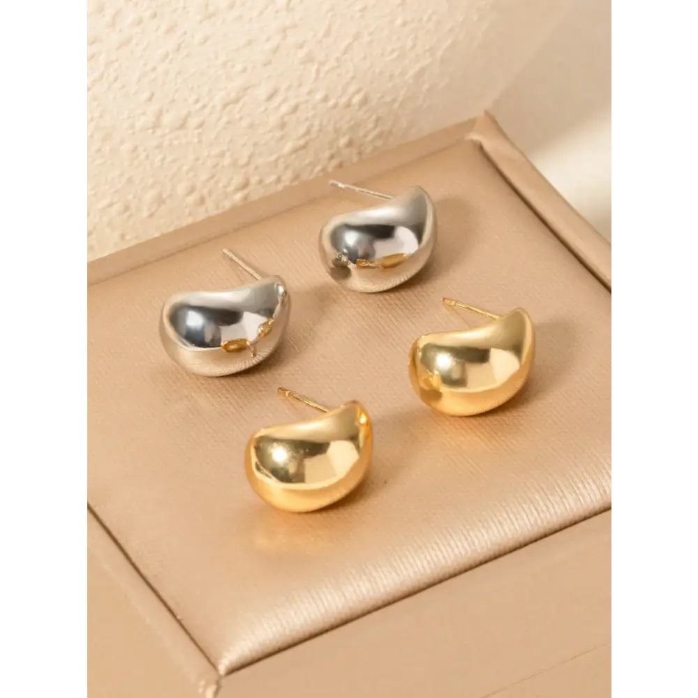 Elegant Water Drop Earrings in Silver and Yellow Gold for Women - one-size - Stud