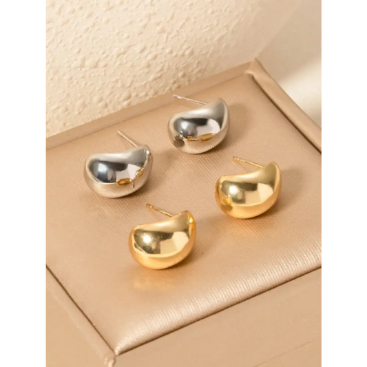 Elegant Water Drop Earrings in Silver and Yellow Gold for Women - one-size - Stud