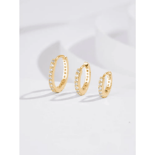 Gold Plated Sterling Silver Earrings with Cubic Zirconia Accents - Total Trendz