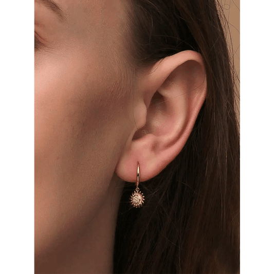 Gold Plated Sterling Silver Earrings with Cubic Zirconia Accents - Total Trendz