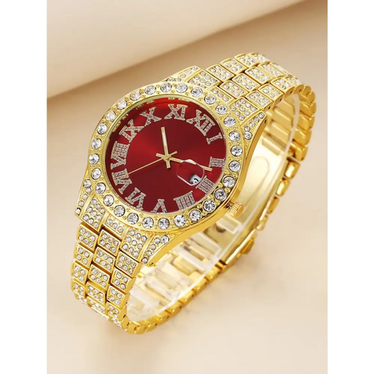 Gorgeous Gold Zinc Alloy Wrist Watch with Rhinestone Details for Women - Quartz Watches