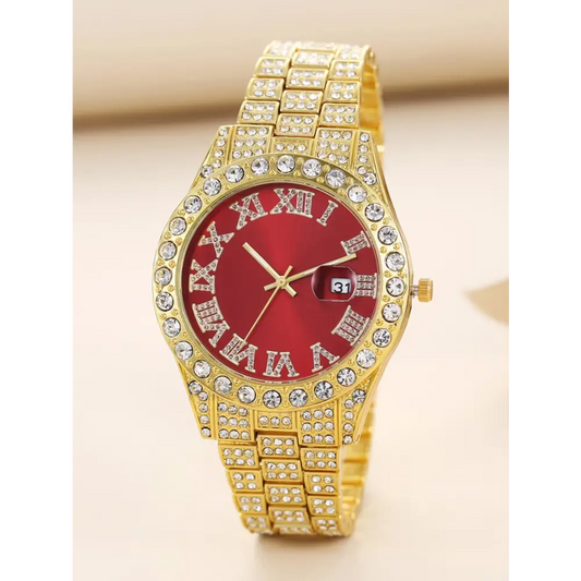 Gorgeous Gold Zinc Alloy Wrist Watch with Rhinestone Details for Women - Quartz Watches