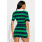 Hunter Green Skirt Set with Polo Cropped Collar and Mini Skirt - Total Trendz