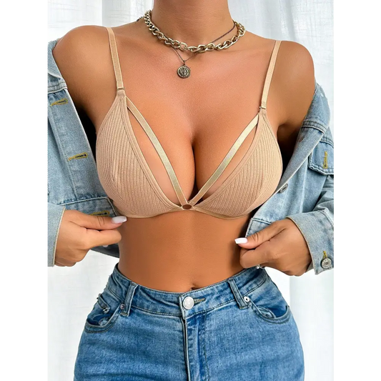 Khaki Wireless Bralette for 85C 85D 90A and 90B Sizes - Women Bras & Bralettes