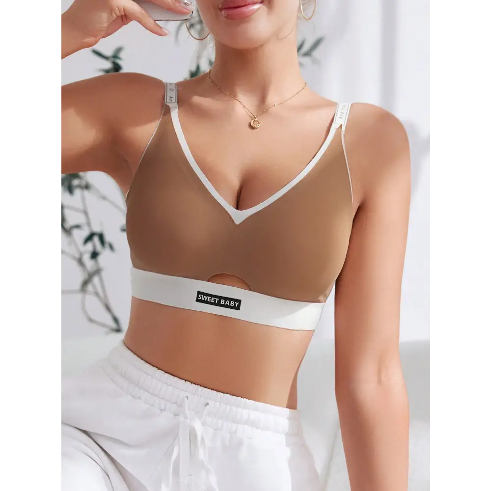 Khaki Wireless Bralette for Casual and Sporty Outfits - Women Bras & Bralettes