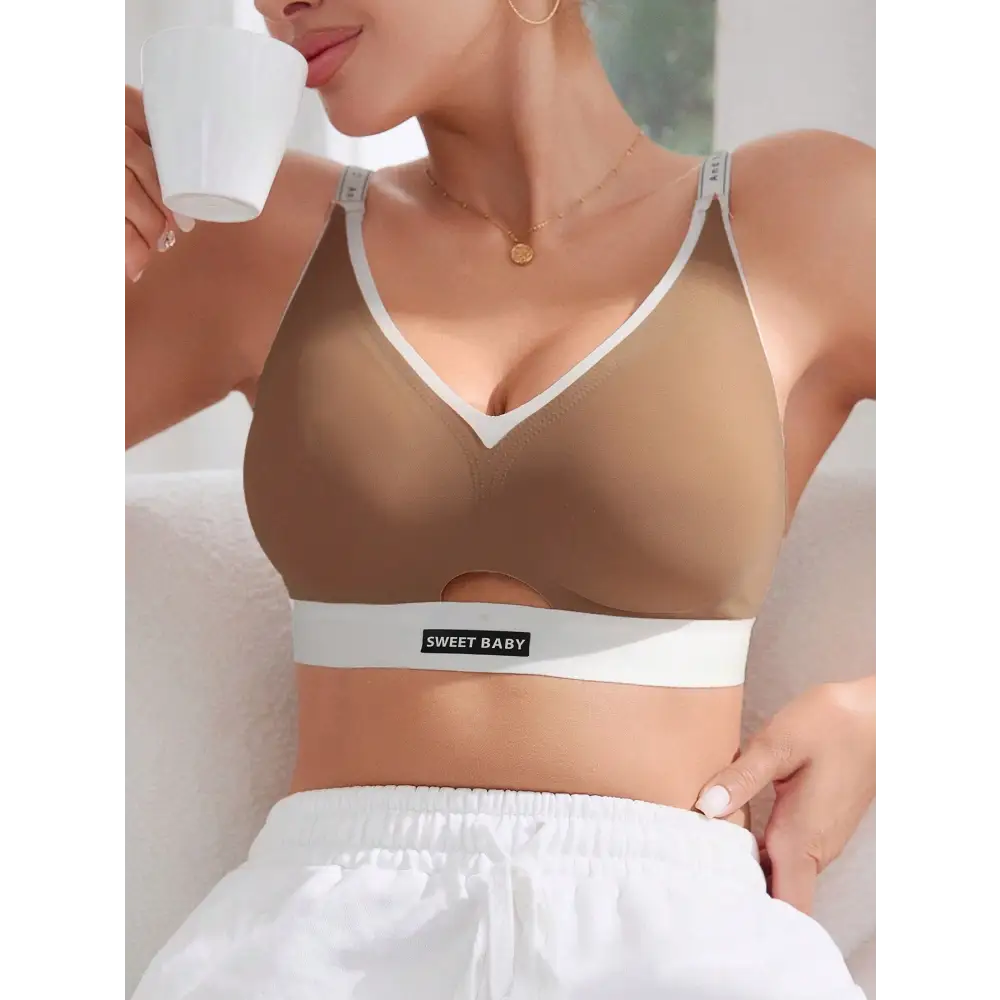 Khaki Wireless Bralette for Casual and Sporty Outfits - Women Bras & Bralettes