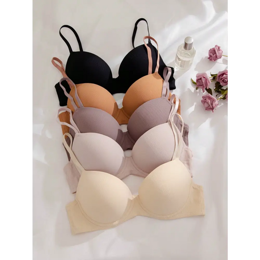 Multicolor 5-Piece Casual Bra and Clothing Set for Ultimate Comfort - Women Bras & Bralettes