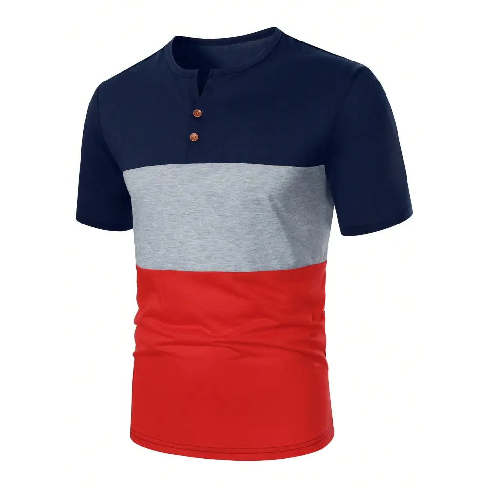 Multicolor Colorblock Casual Top with Short Sleeve Length and Regular Fit - Total Trendz