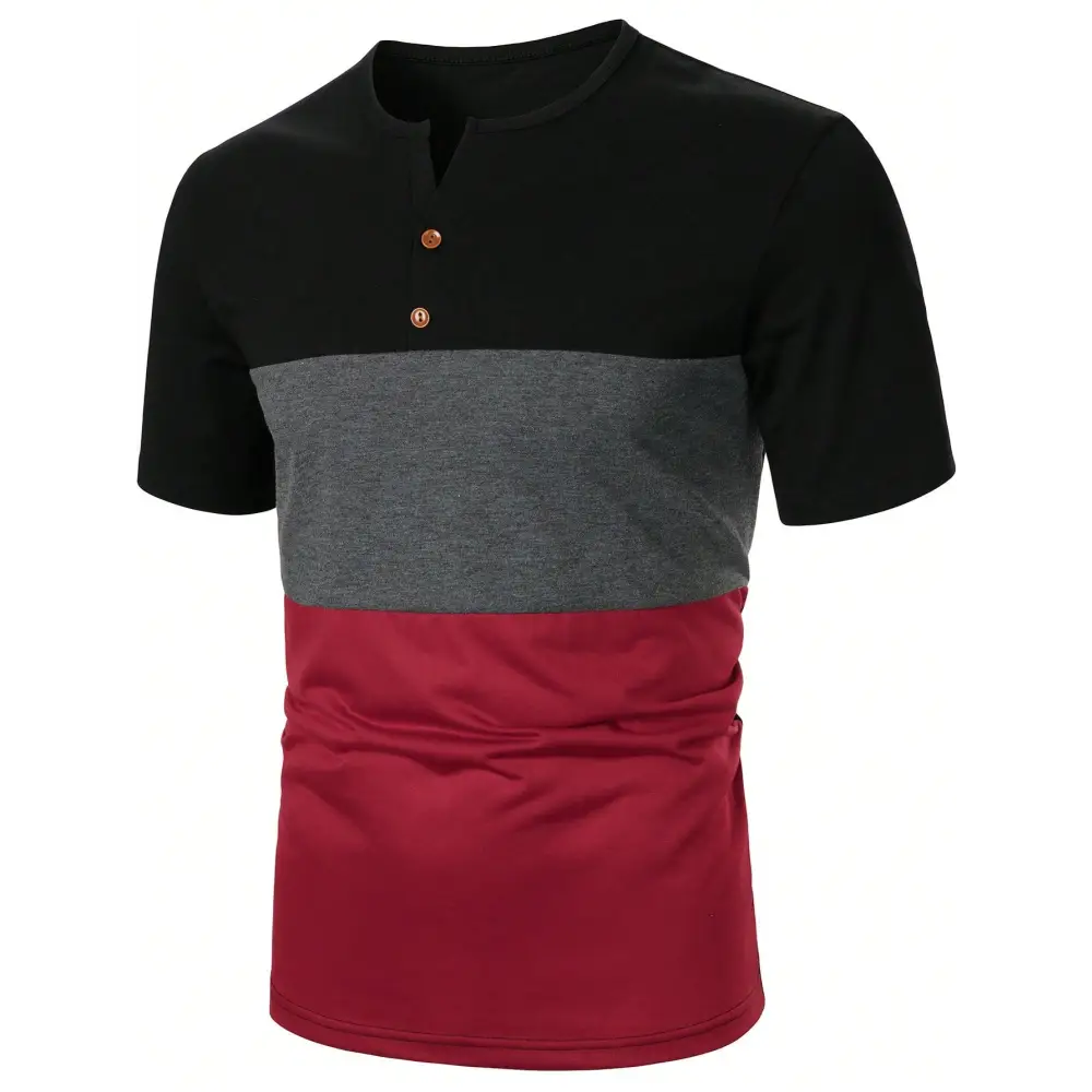 Multicolor Colorblock Casual Top with Short Sleeve Length and Regular Fit - Total Trendz