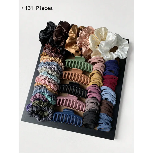 Multicolor Hair Accessory Set with Ties for Clothing and Dress Styles - one-size - Sets