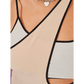 Beige Bodycon Dress with Asymmetrical Neck and Contrast Binding Detail - Total Trendz