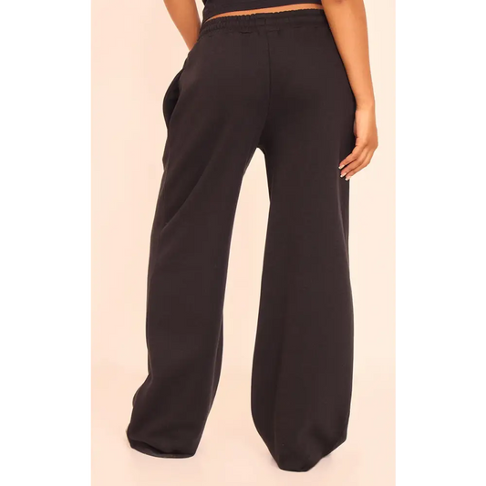 PrettyLittleThing Black Tab Wide Leg Joggers for Effortless Style - Co-ords