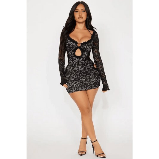 Black Lace Micro Mini Dress - Stylish and Trendy Look - Total Trendz