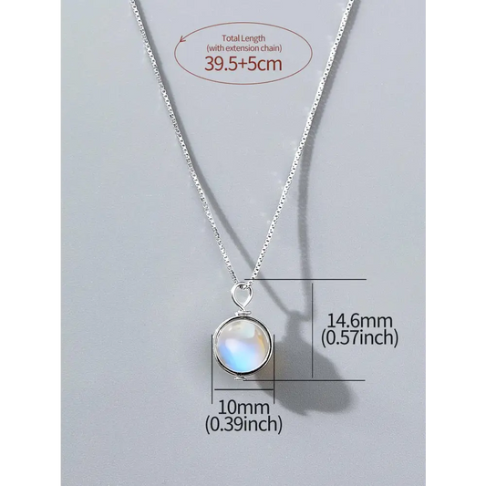 Retro Moonstone Necklace in Sterling Silver for Elegant Dress Styling - Total Trendz