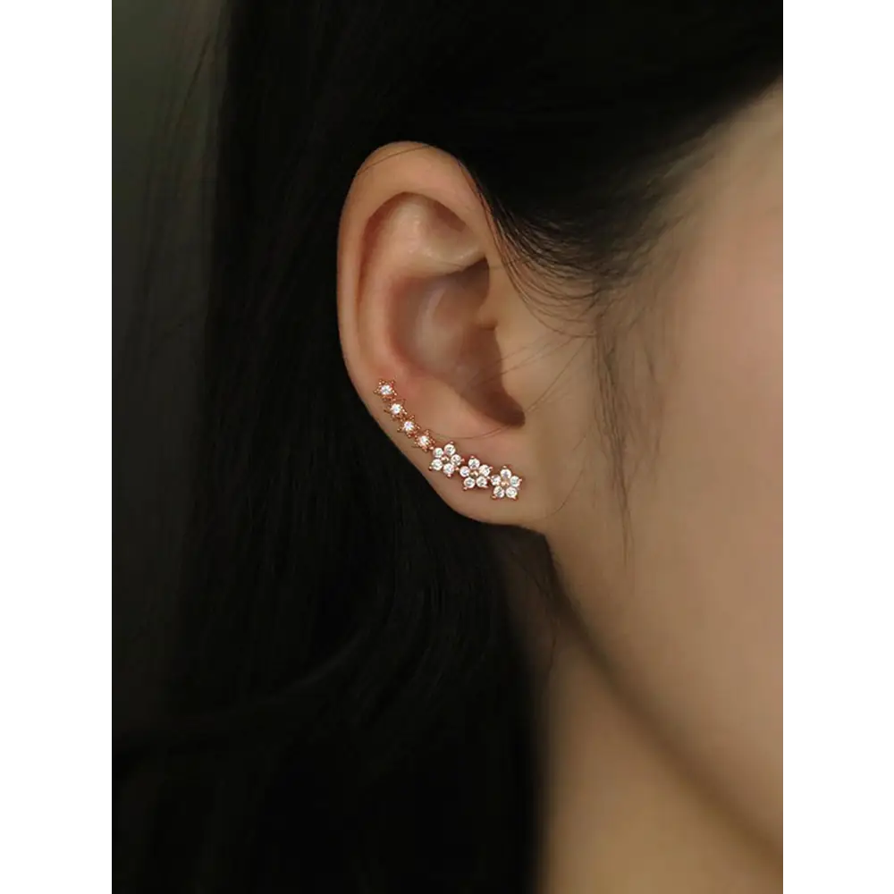 Rose Gold Rhinestone Earring Studs for Elegant Dress Accessories - Women Stud Earrings