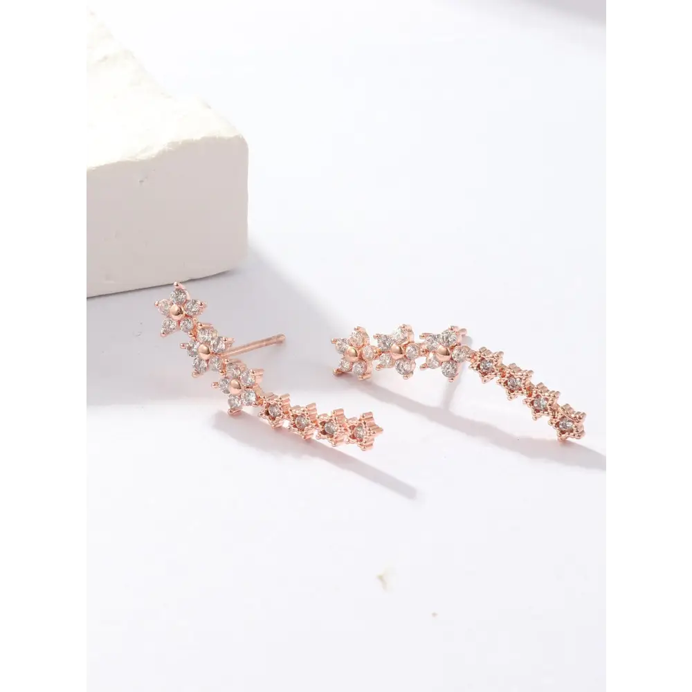 Rose Gold Rhinestone Earring Studs for Elegant Dress Accessories - Women Stud Earrings