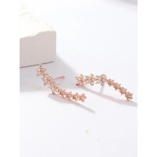 Rose Gold Rhinestone Earring Studs for Elegant Dress Accessories - Women Stud Earrings