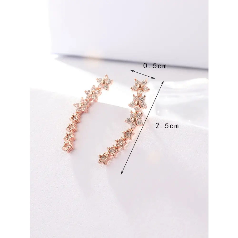 Rose Gold Rhinestone Earring Studs for Elegant Dress Accessories - Women Stud Earrings