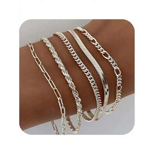 Silver Stainless Steel Dress Bracelet for Women One Size Fits All - Sets