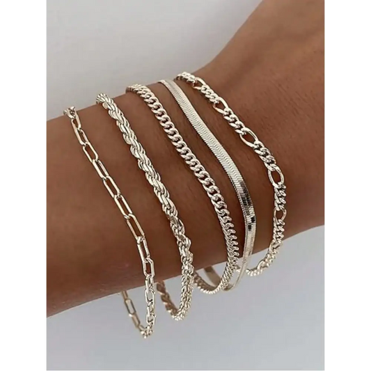 Silver Stainless Steel Dress Bracelet for Women One Size Fits All - Sets