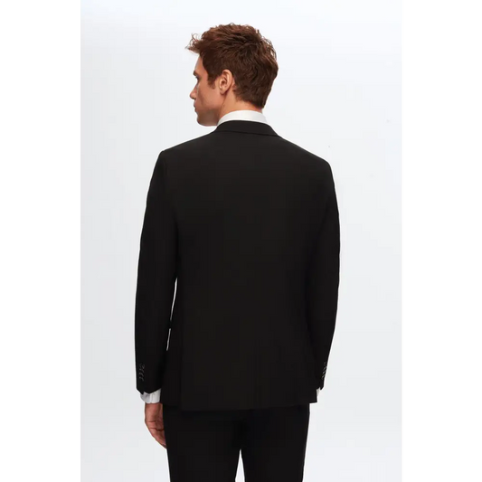 Slim Fit Black Woven Long Sleeve Business Clothing - Total Trendz