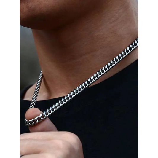 Stainless Steel Silver Minimalist Hip-Hop Dress for Men - Chain Necklaces