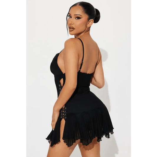 Black Mesh Micro Mini Dress - Lightweight and Stylish - Total Trendz