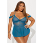 Teal Lace Babydoll Dress for Elegant Clothing Options - Total Trendz