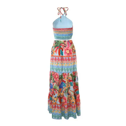 Tropical Vintage Maxi Skirt Set for Vacation and Casual Wear - Total Trendz